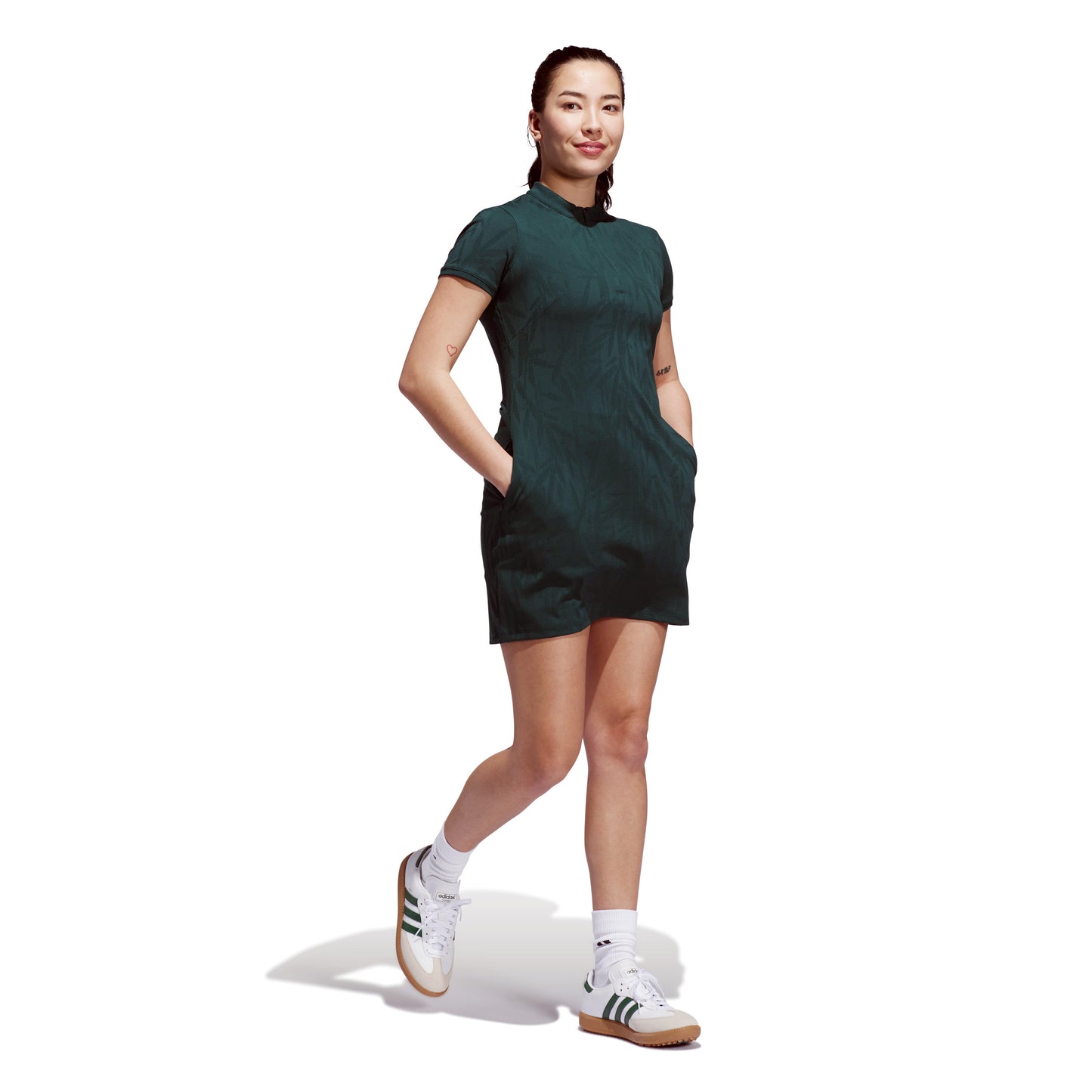 adidas Golf Ladies Short Sleeve Jacquard Dress with Zip Neck