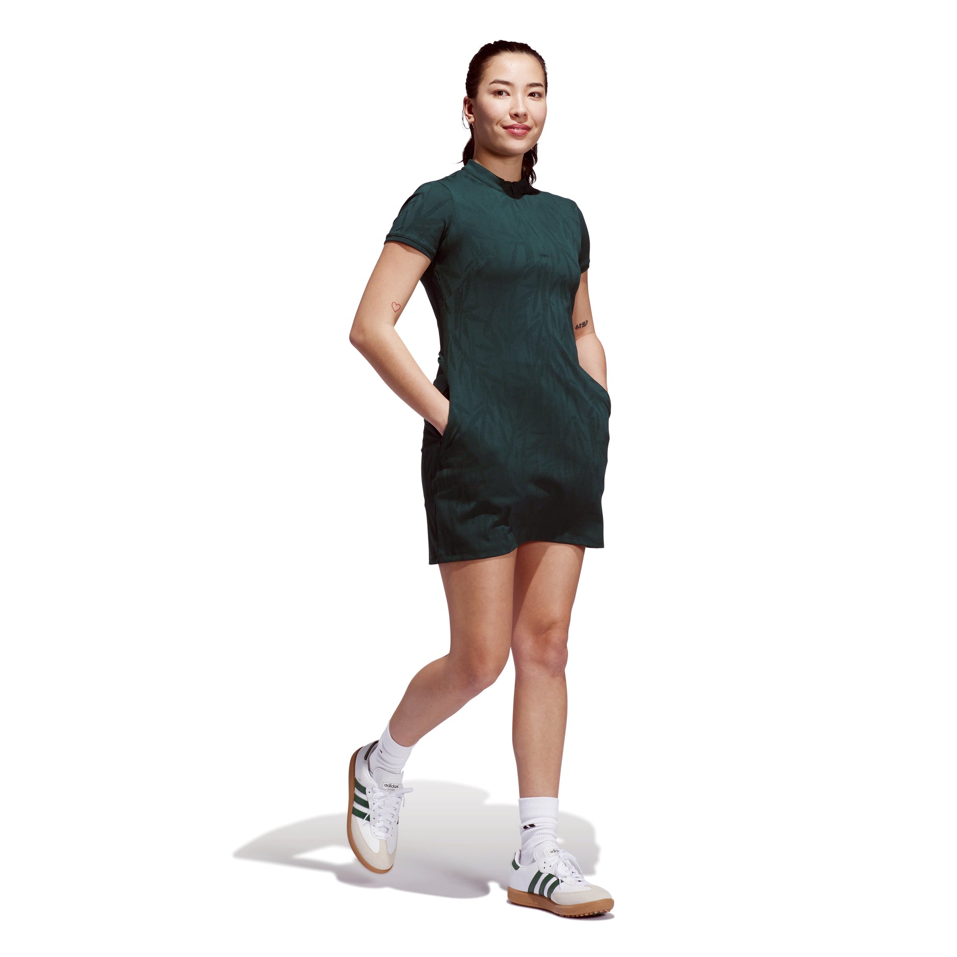 adidas Golf Ladies Short Sleeve Jacquard Dress with Zip Neck
