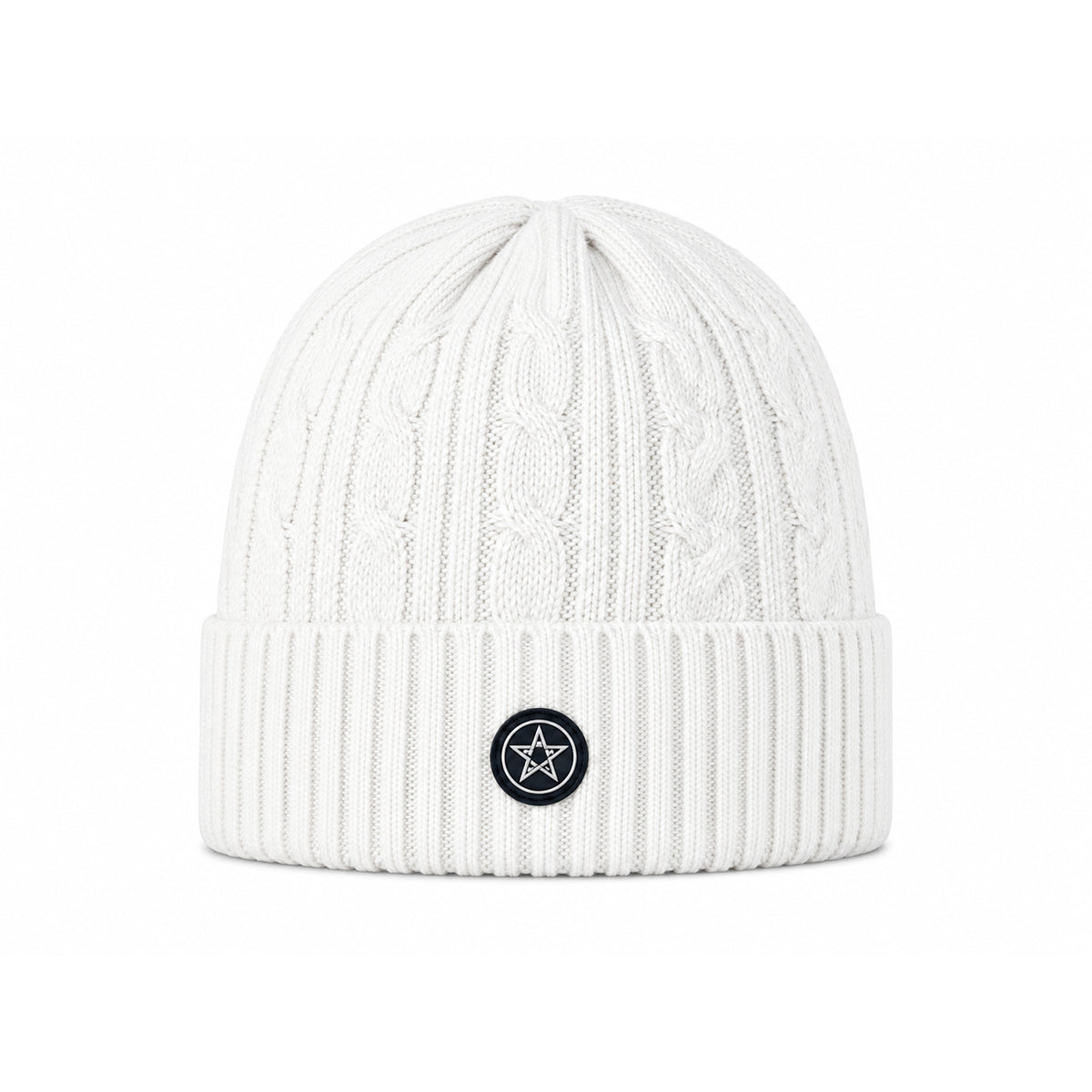 Swing Out Sister Ladies Fleece Lined Cable Knit Beanie Hat in White