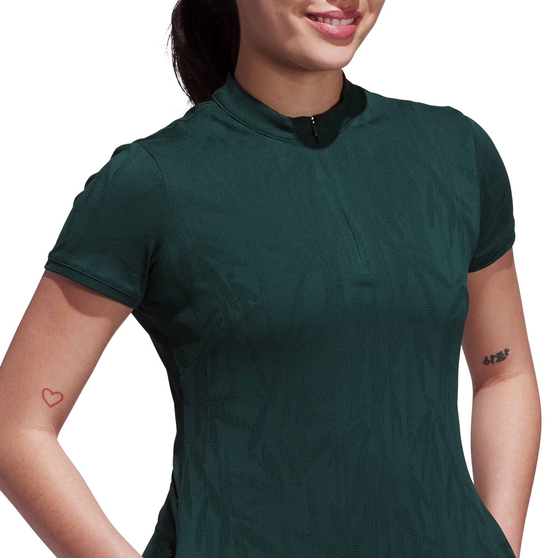 adidas Golf Ladies Short Sleeve Jacquard Dress with Zip Neck