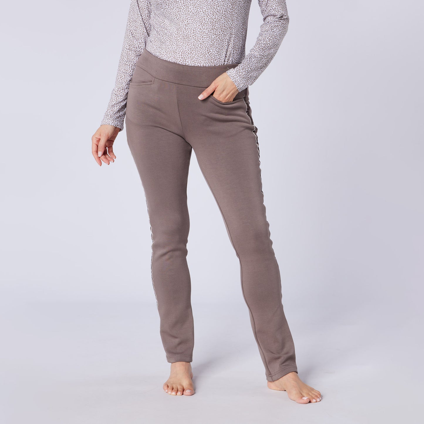 Swing Out Sister Ladies Thermal Pull-On Fleece Backed Trousers with Side Stripe