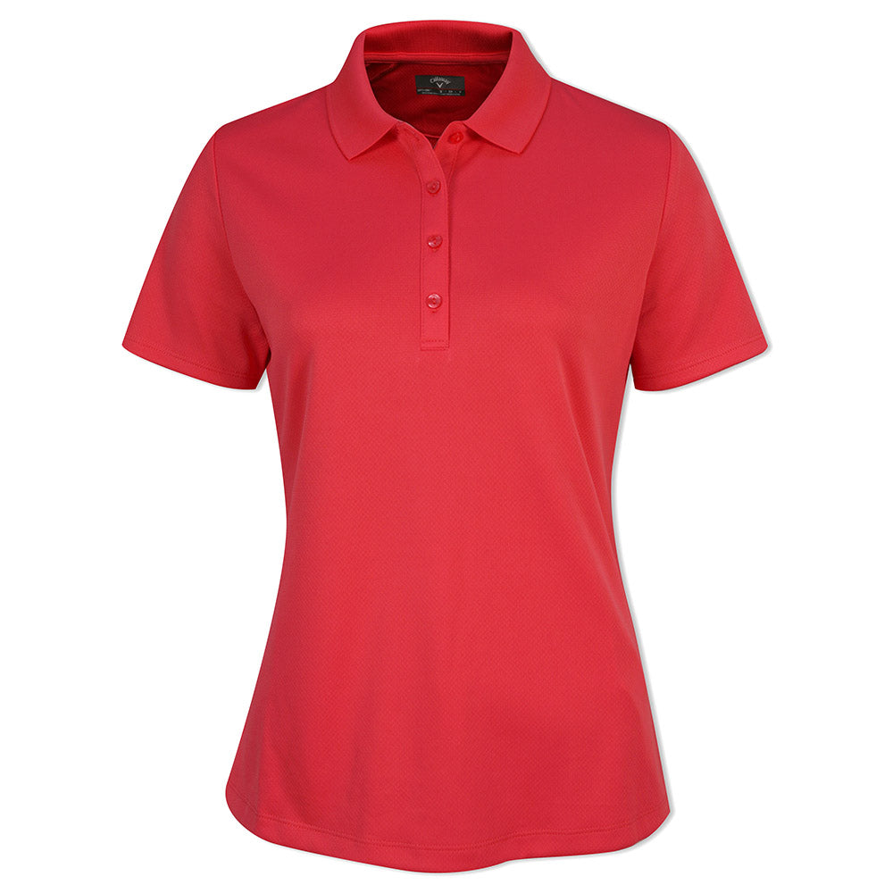 Callaway Ladies Short Sleeve Swing Tech Golf Polo with Opti-Dri in True Red