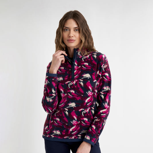 Calvin Klein Ladies 1/4 Zip Fleece with Brushstroke Print