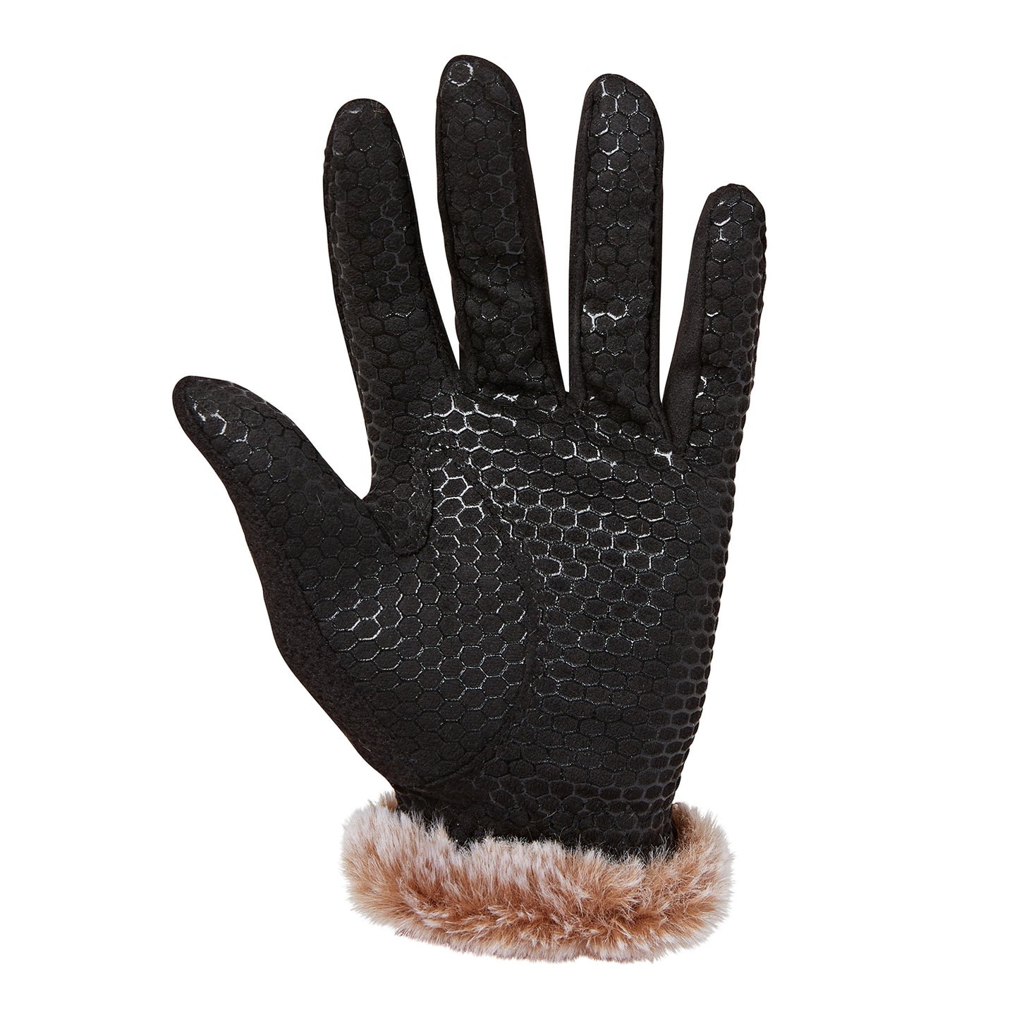 Swing Out Sister Ladies Winter Fleece Gloves with Faux Fur Trim in Black