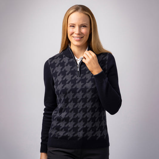 Glenmuir Ladies Black Cashmere Blend Sweater with Lurex Thread and Water Repellent Finish