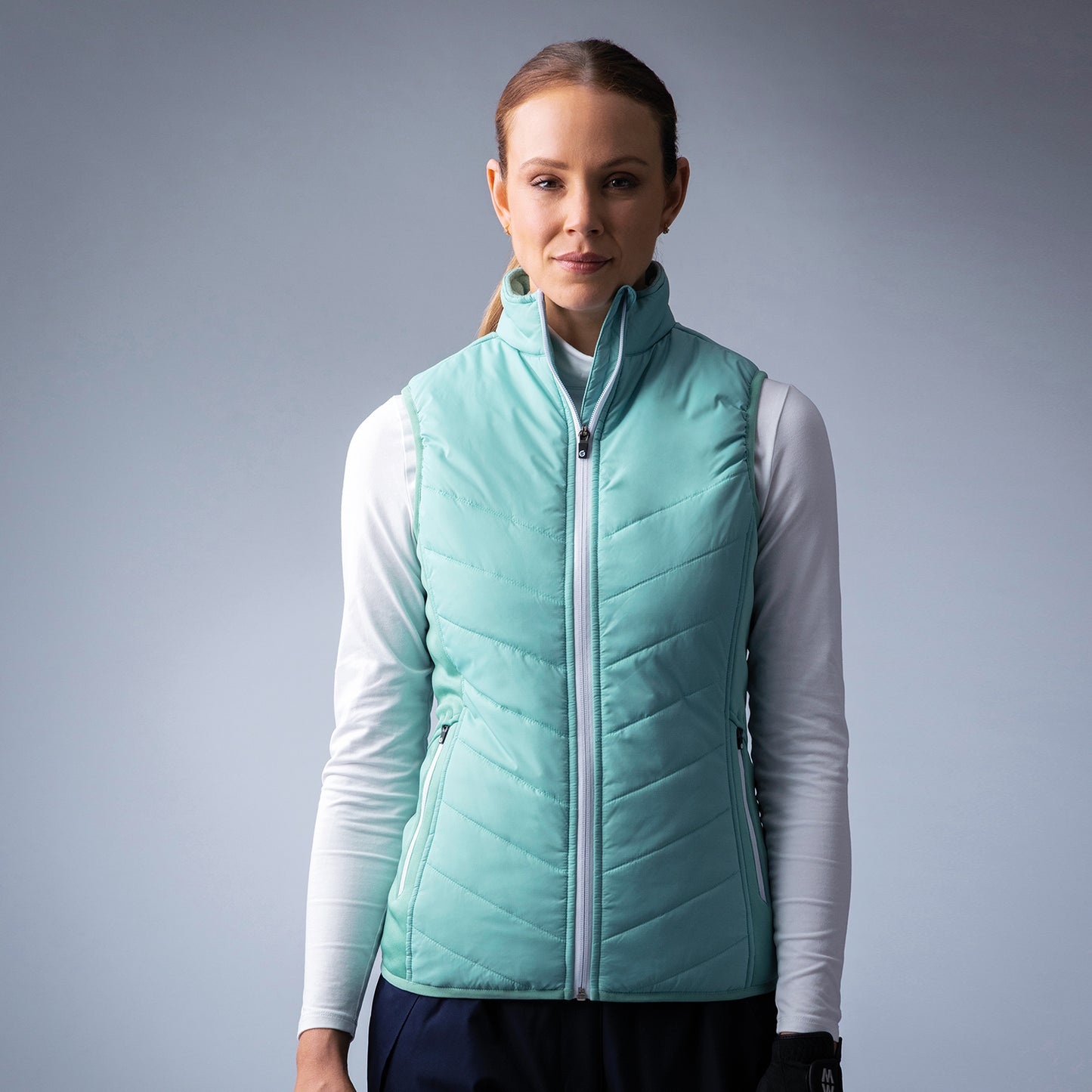 Sunderland Ladies Quilted Gilet in Mint & White