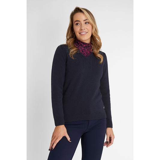 Green Lamb Ladies Wool Rich V-Neck Golf Sweater in Navy - Size 8 Only Left