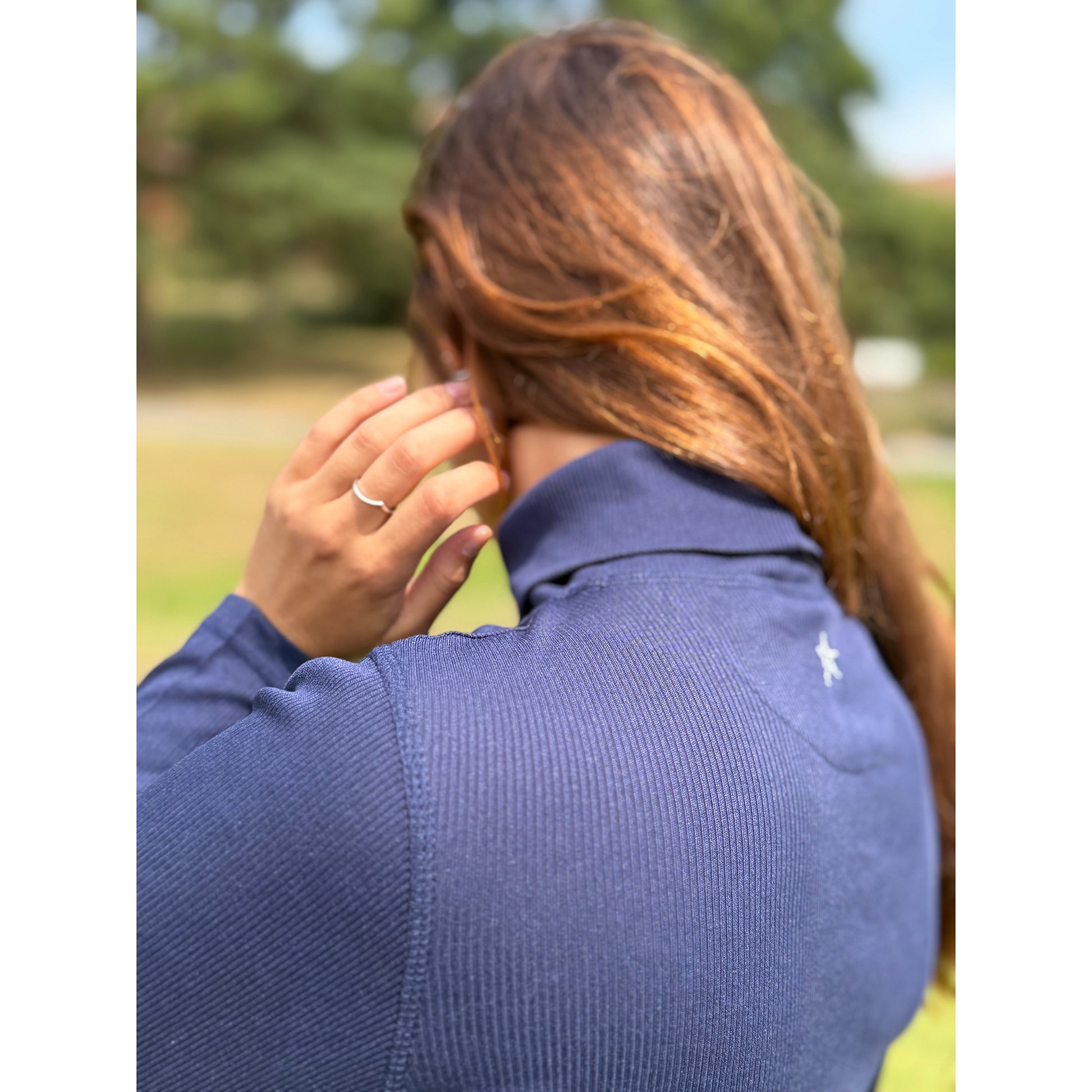 Swing Out Sister Ladies Soft-Stretch Ribbed Roll Neck in Navy