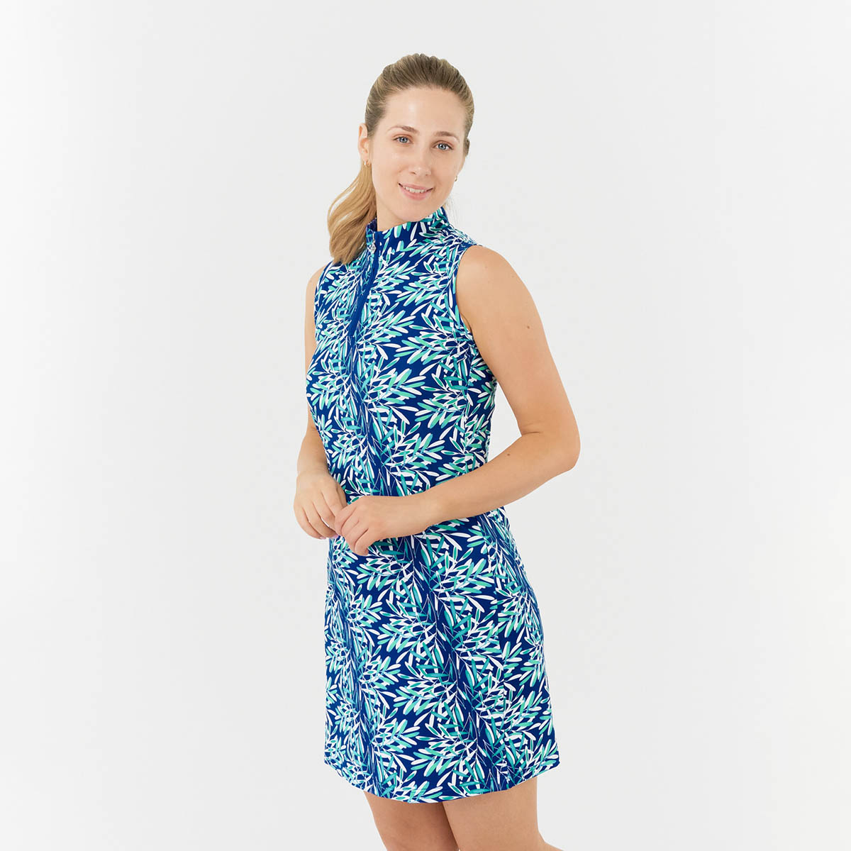 Pure Golf Sleeveless Dress in Palm Print Design 