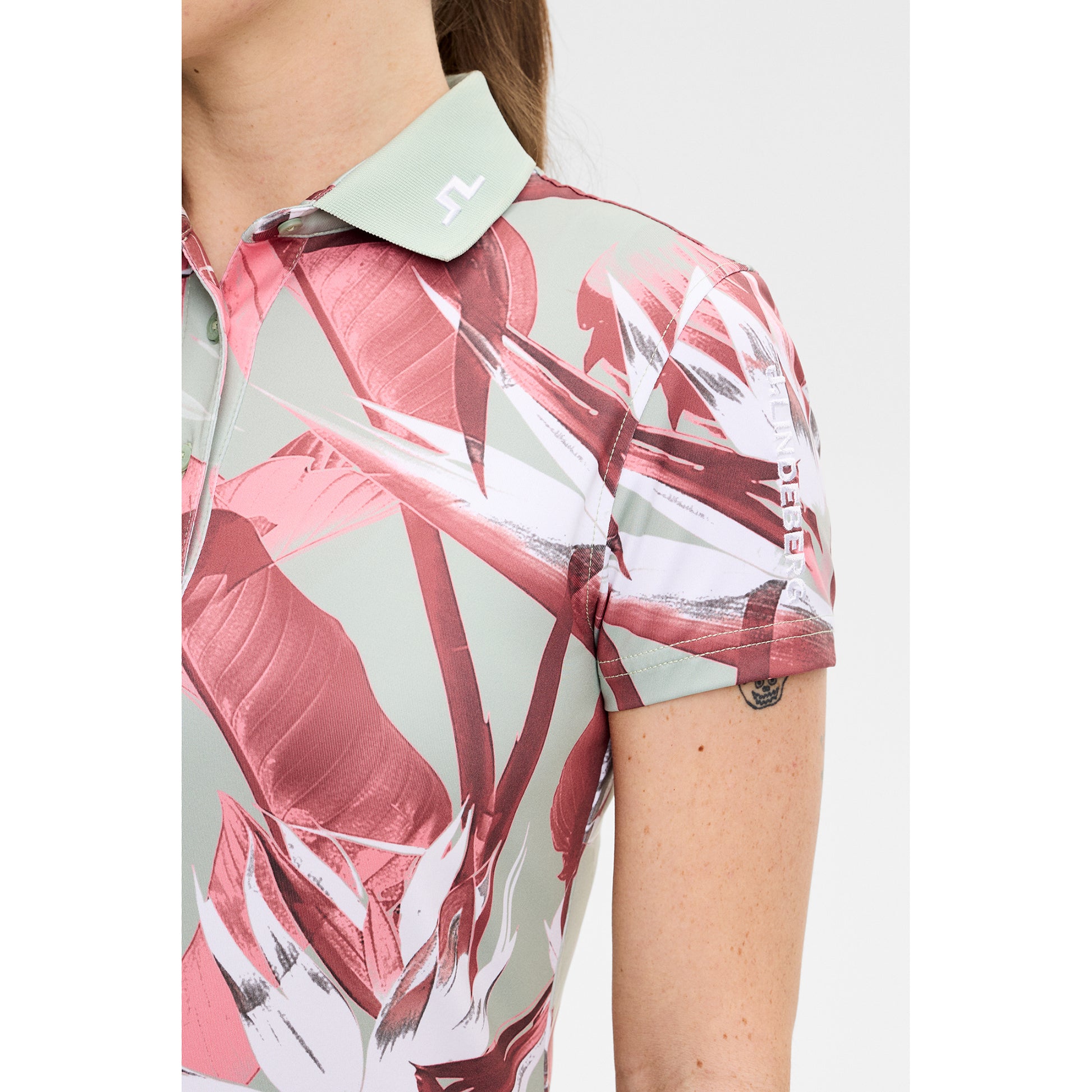 J.Lindeberg Ladies Tour Tech Printed Polo - Feminine Performance with Effortless On-Course Style
