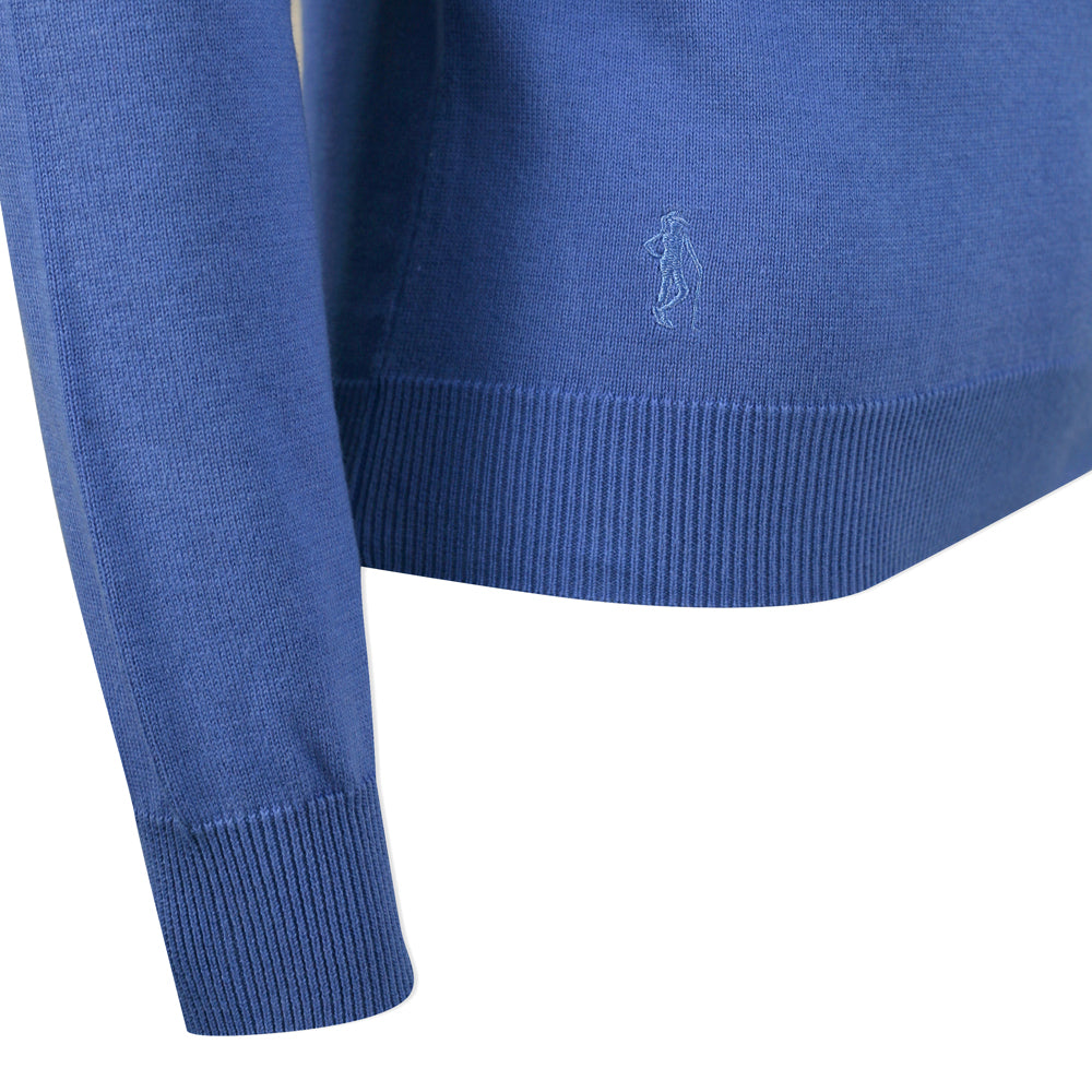 Glenmuir Ladies 100% Cotton Half-Zip Sweater in Sea Blue
