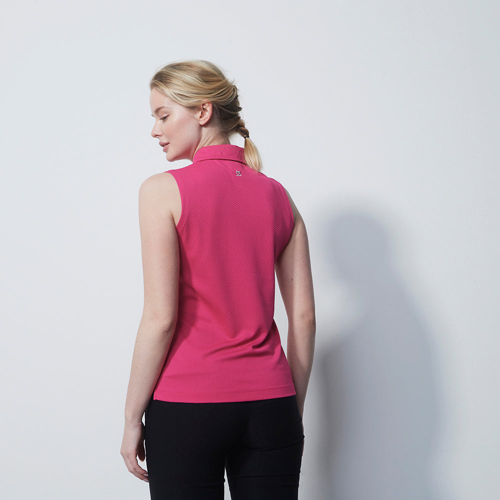 Daily Sports Honeycomb Structured Sleeveless Polo in Tulip Pink