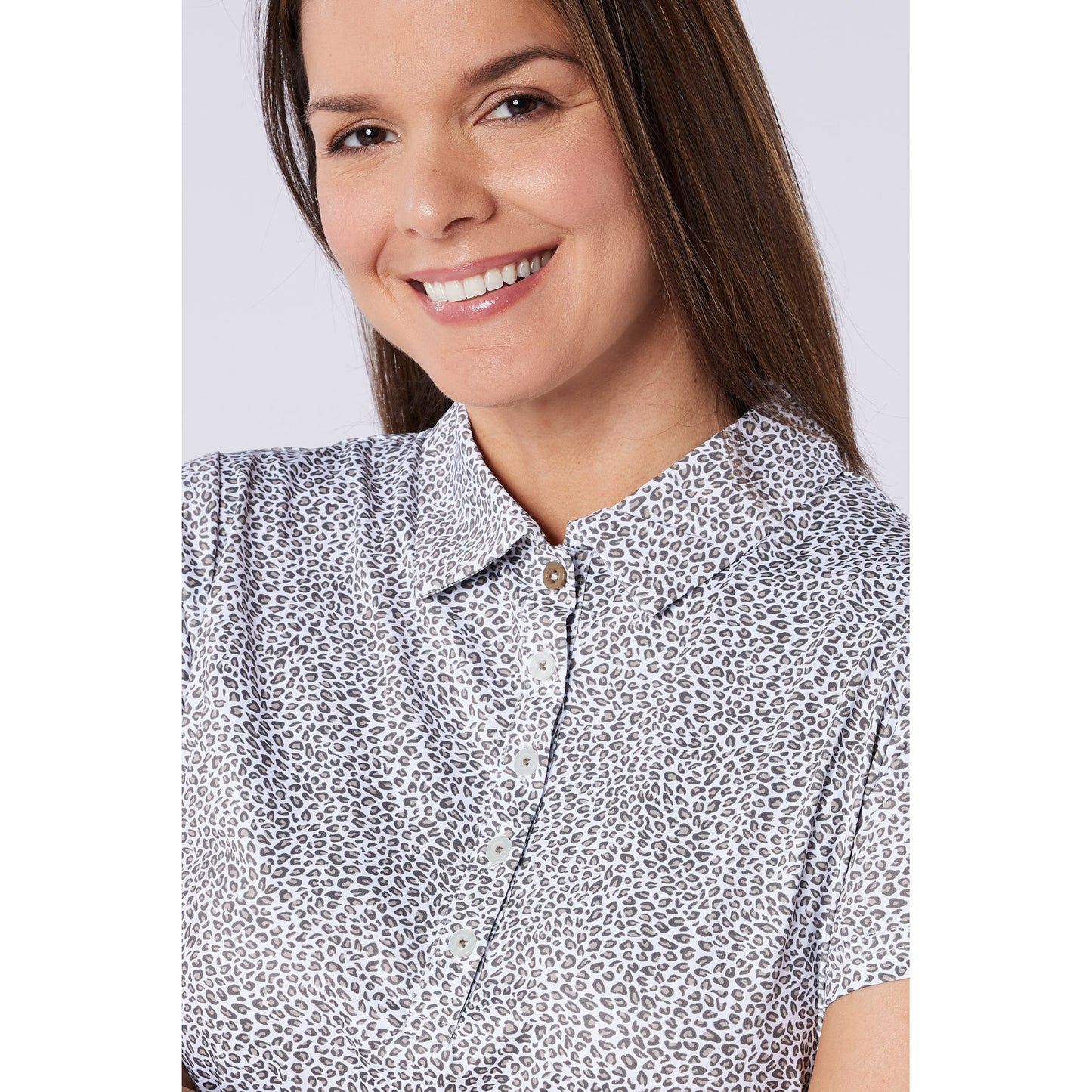 Swing Out Sister Ladies Leopard Print Cap Sleeve Polo