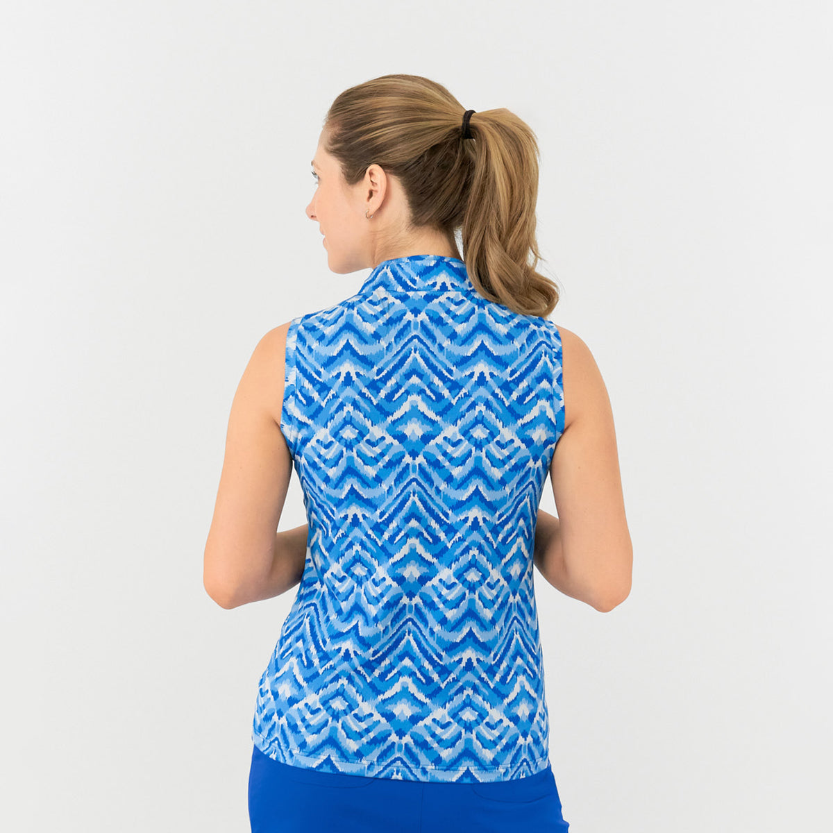 Pure Golf Ladies Sleeveless Polo in Aztec Style Print