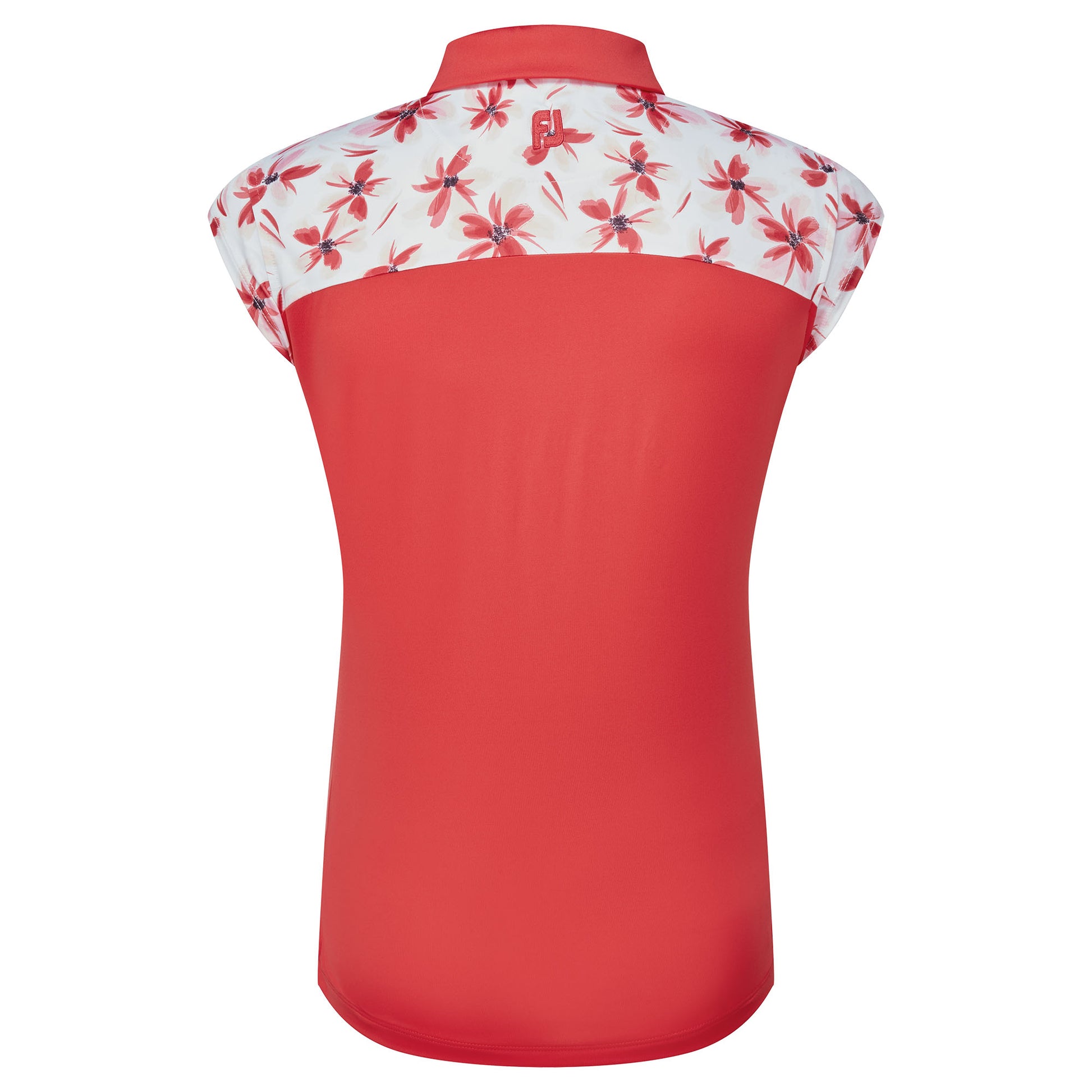 FootJoy Ladies Cap Sleeve Floral Print Panel Polo in Red