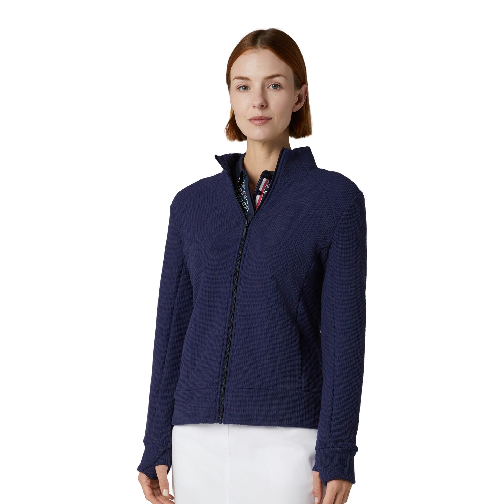 Callaway Ladies Golf Full-Zip Waffle Knit Fleece Jacket in Navy