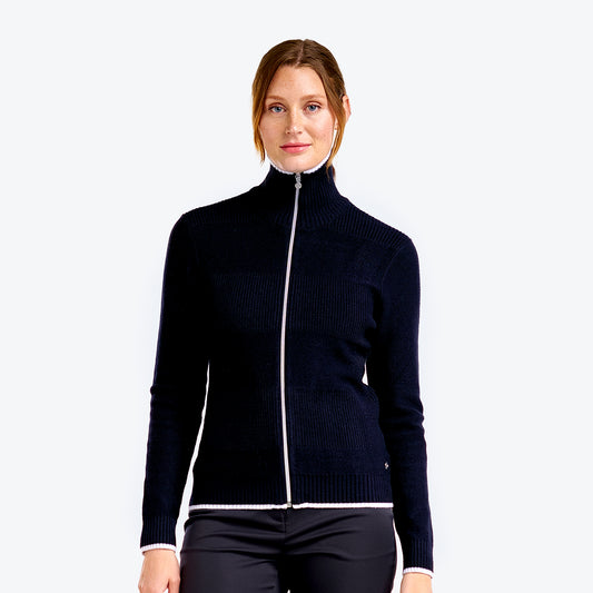 Nivo Ladies Full-Zip Deep Collar Cardigan in Navy