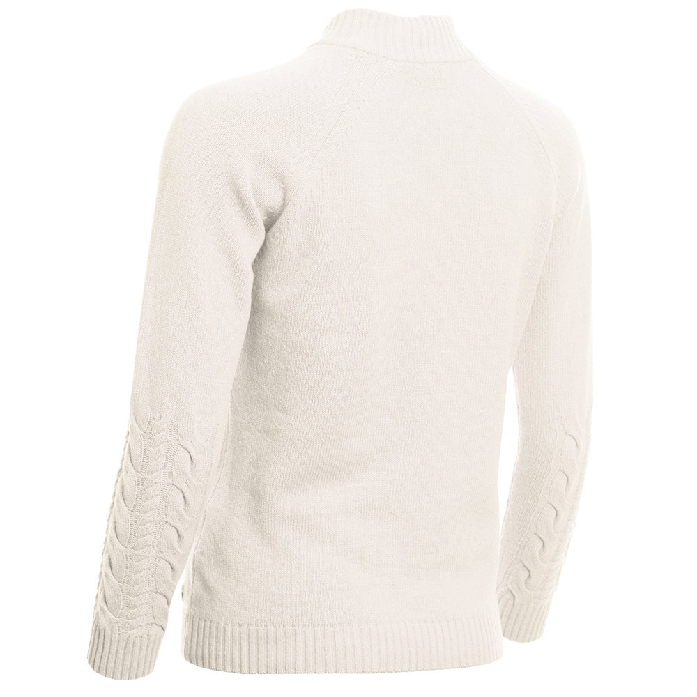 Green Lamb Ladies Wool Rich Zip-Neck Sweater in Winter White - Last One Size 20 Only Left