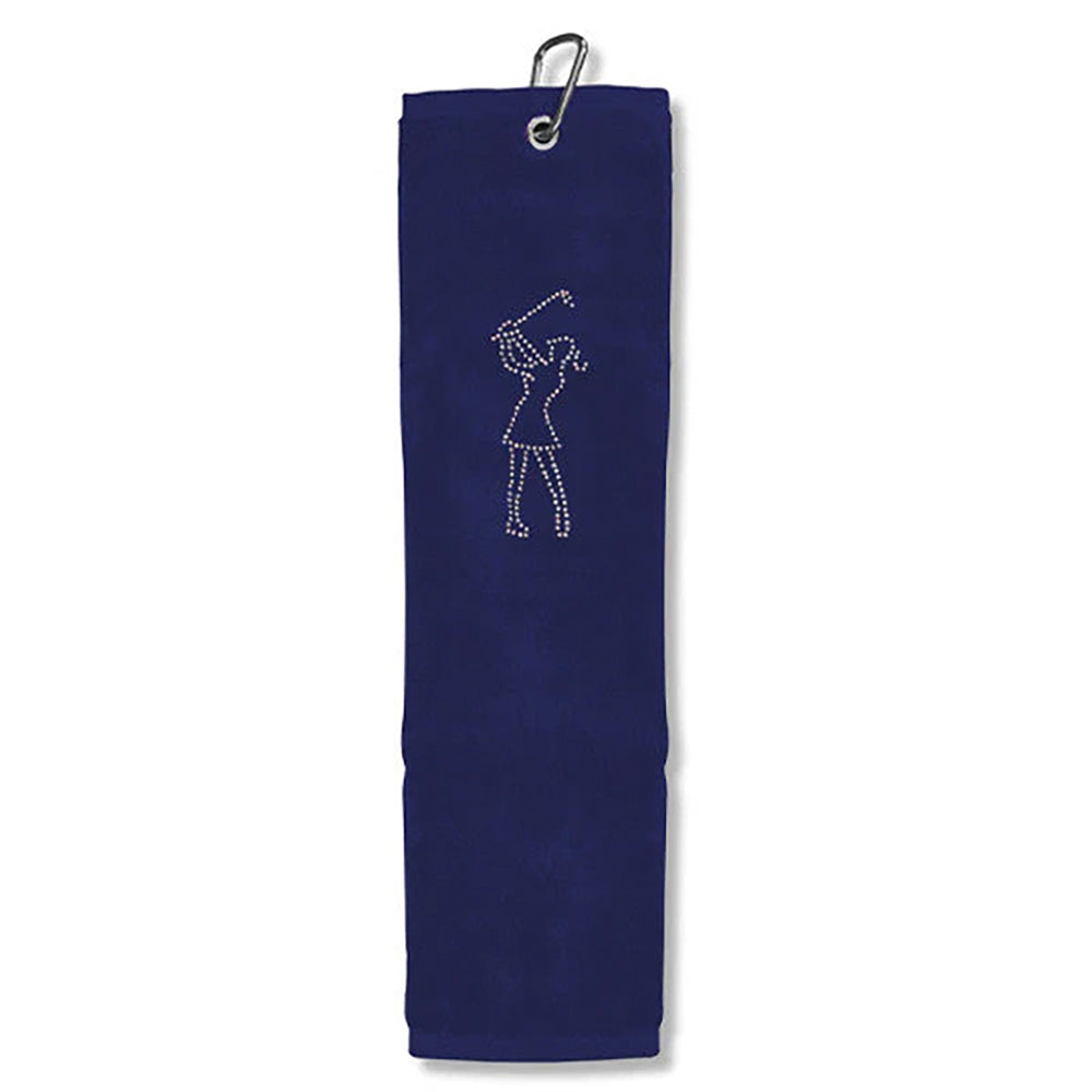 Surprizeshop Crystal Lady Golfer Tri-Fold Golf Towel in Navy