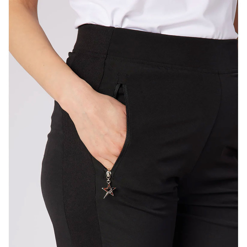 Swing Out Sister Ladies Black Pull-On Capris - Stretch Woven Comfort for Effortless Movement