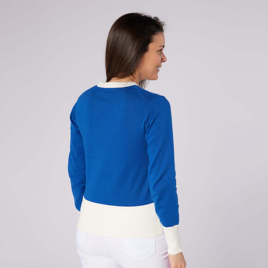 Swing Out Sister Ladies Colour Block Knitted Sweater - Feminine Comfort & Course Ready Style