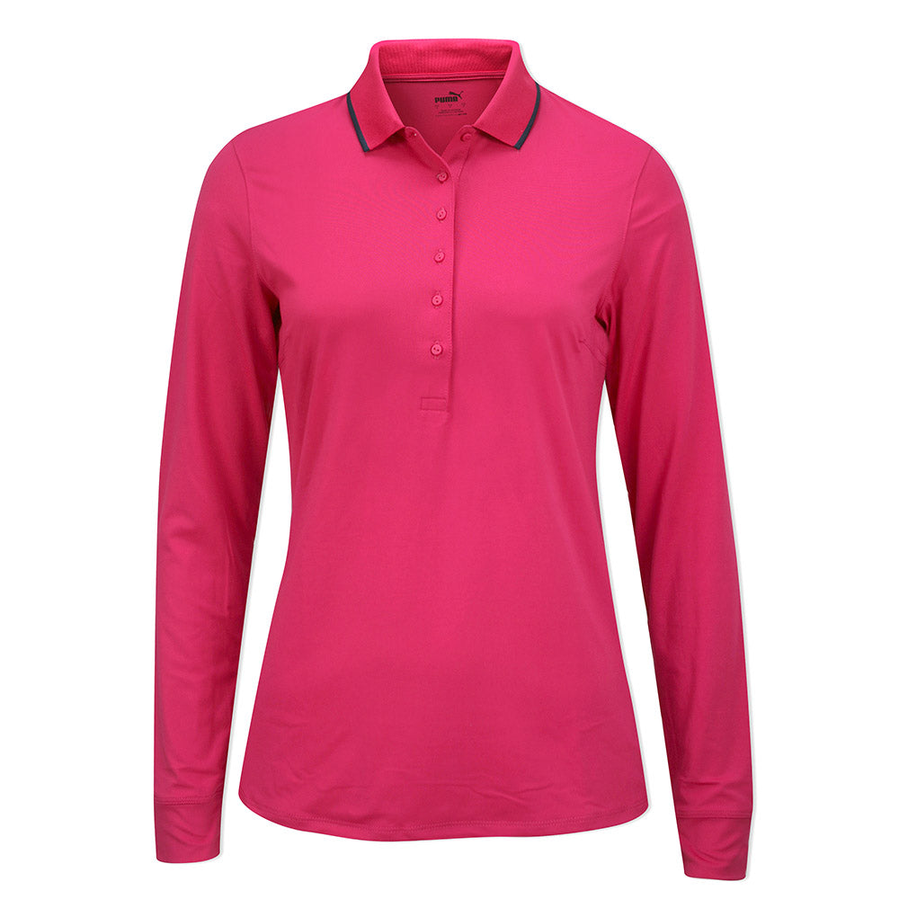 Puma Golf Ladies Cloudspun Long Sleeve Polo with UPF 50+ in Pinktastic ...