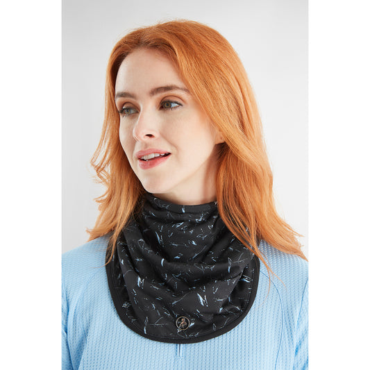 Green Lamb Ladies Printed Reversible Snood in Black Leaf