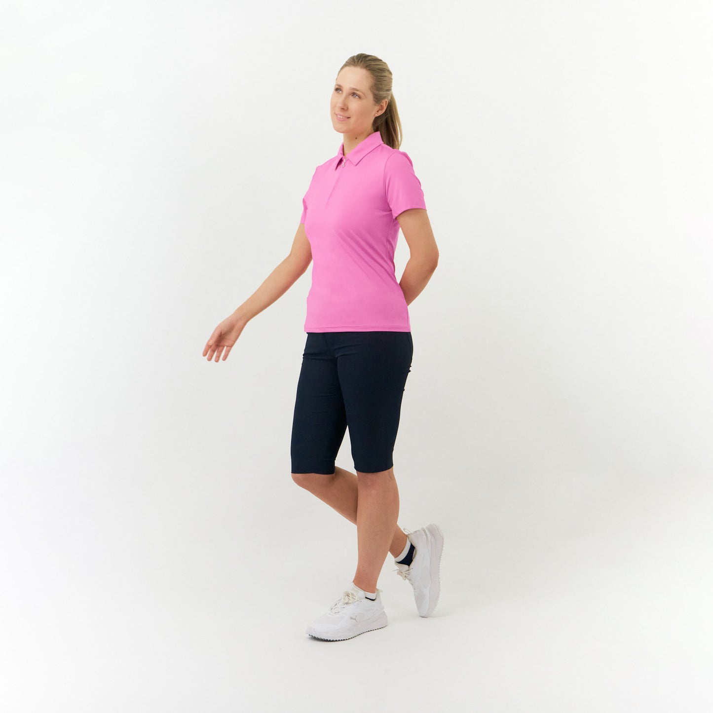 Pure Golf Ladies Cap Sleeve Polo in Candy Pink