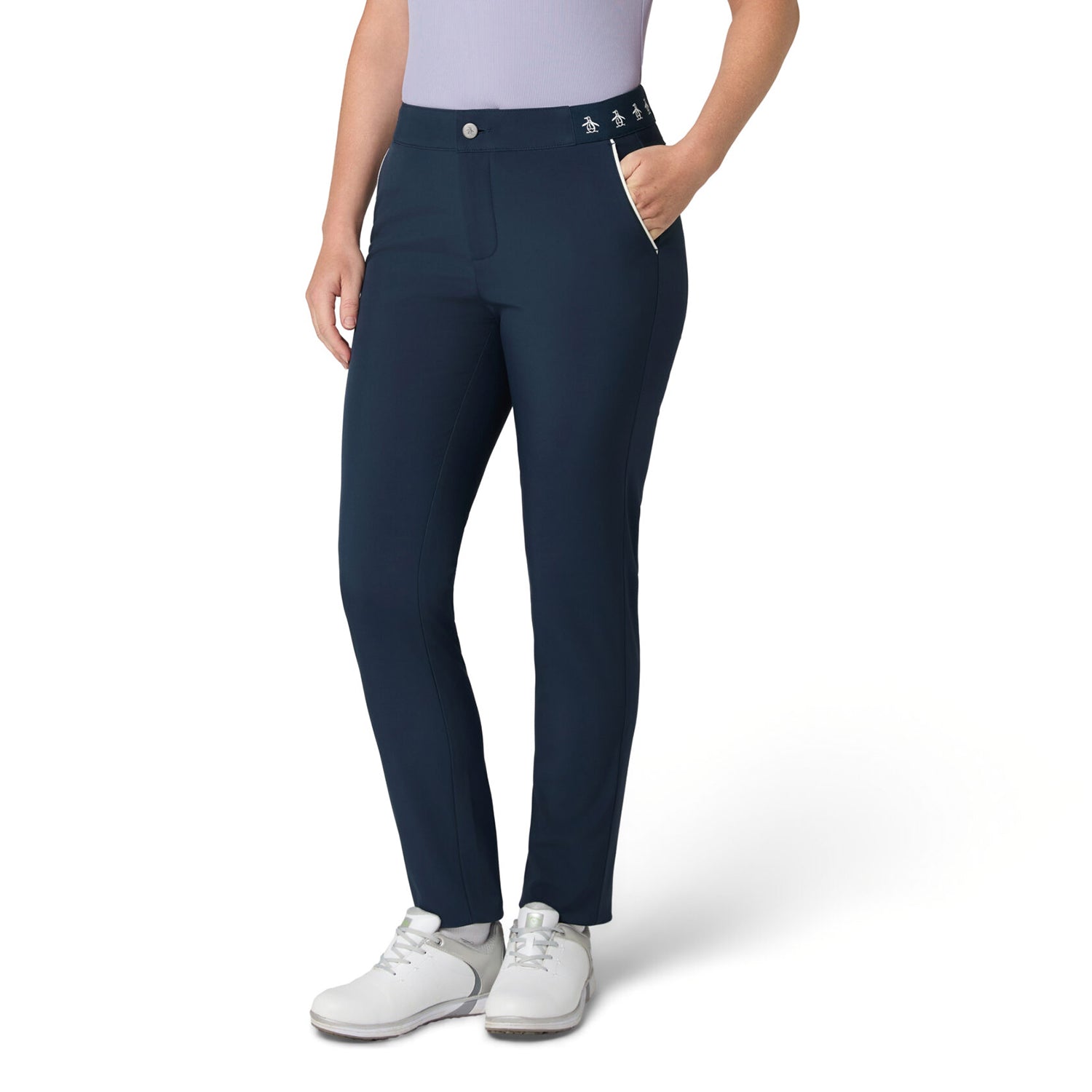 Original Penguin Ladies Thermal Tapered Pull-On Trousers in Navy