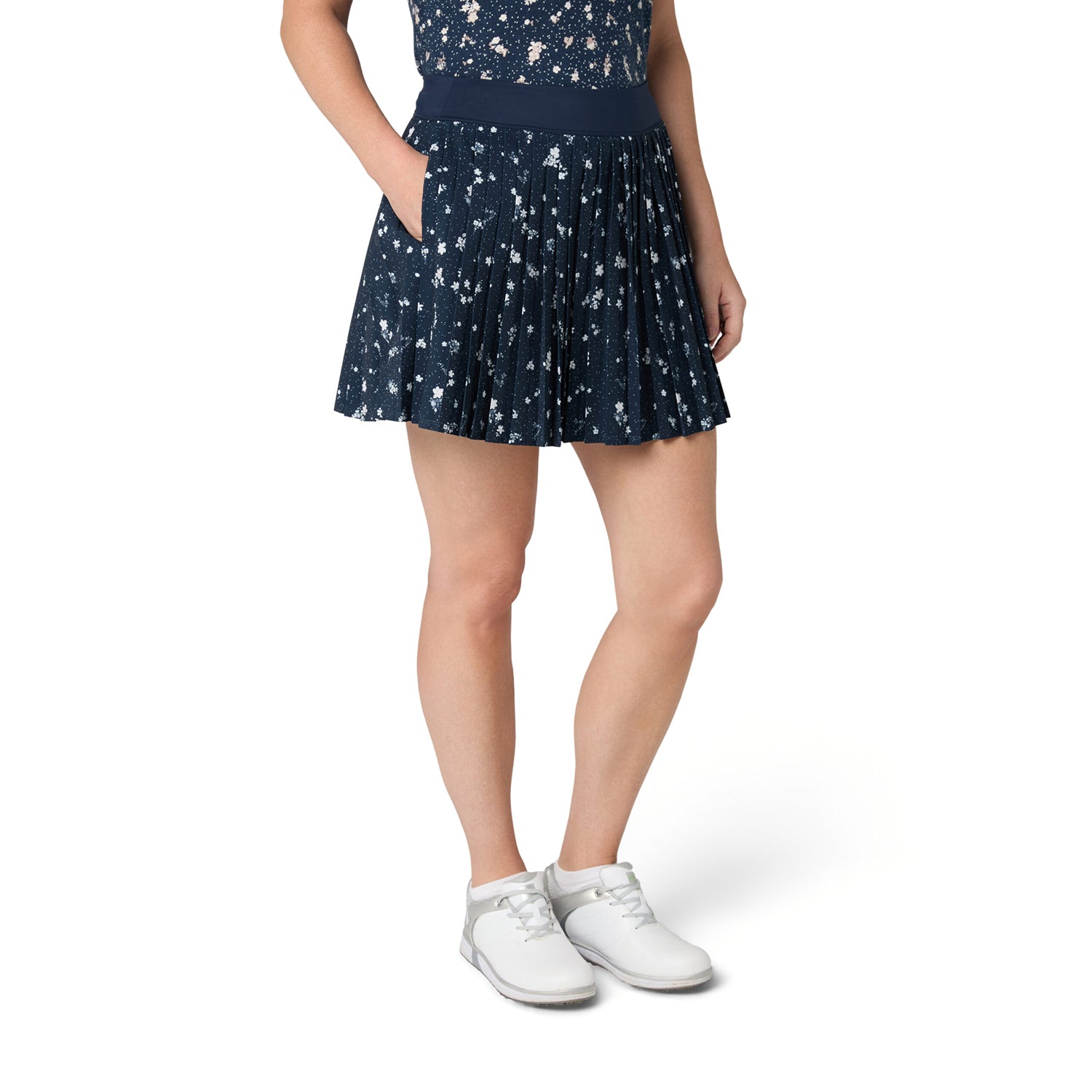Original Penguin Ladies Pull-On Pleated Floral Golf Skort in Navy 