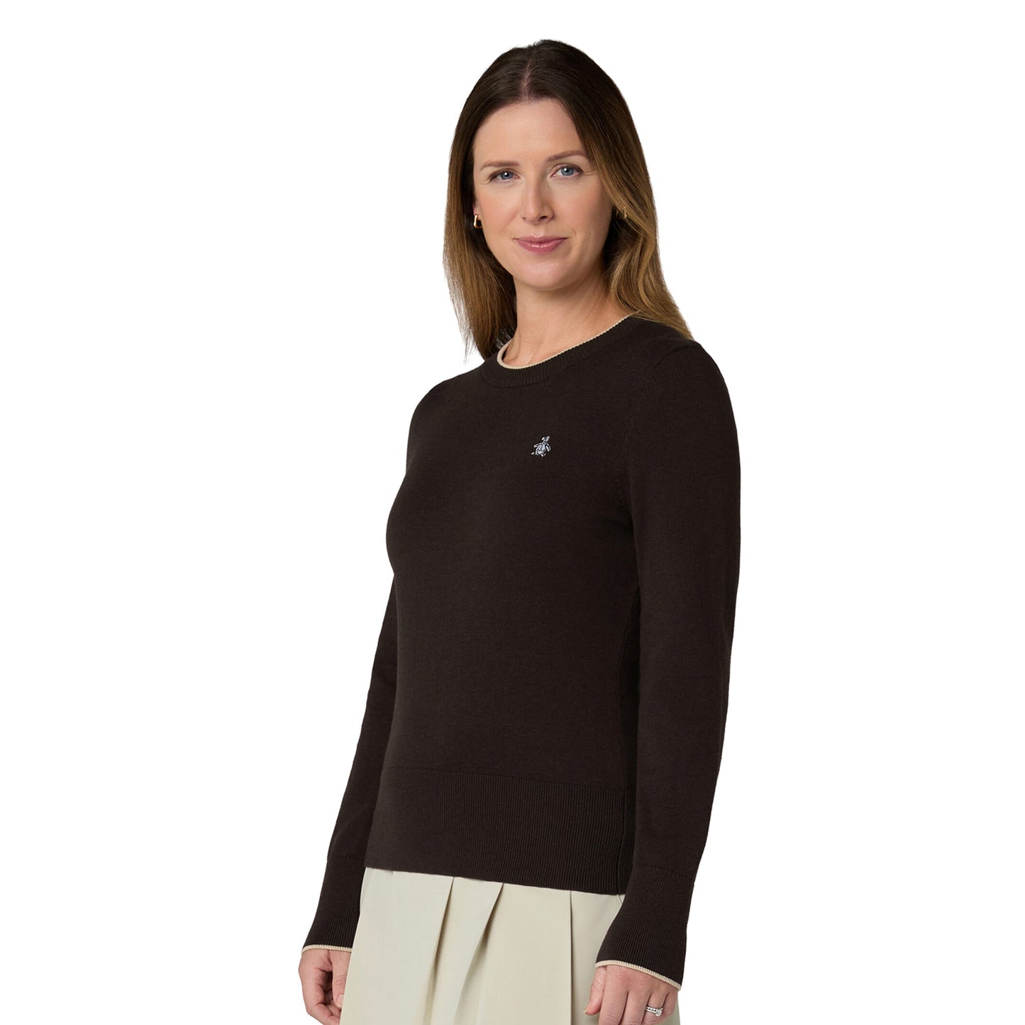 Original Penguin Ladies Cotton Blend Crew Neck Sweater