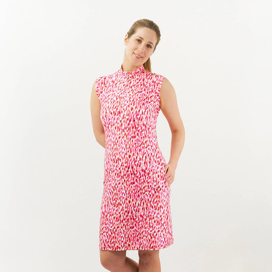 Pure Sleeveless Petal Polka Print Dress with UPF35 Sun Protection