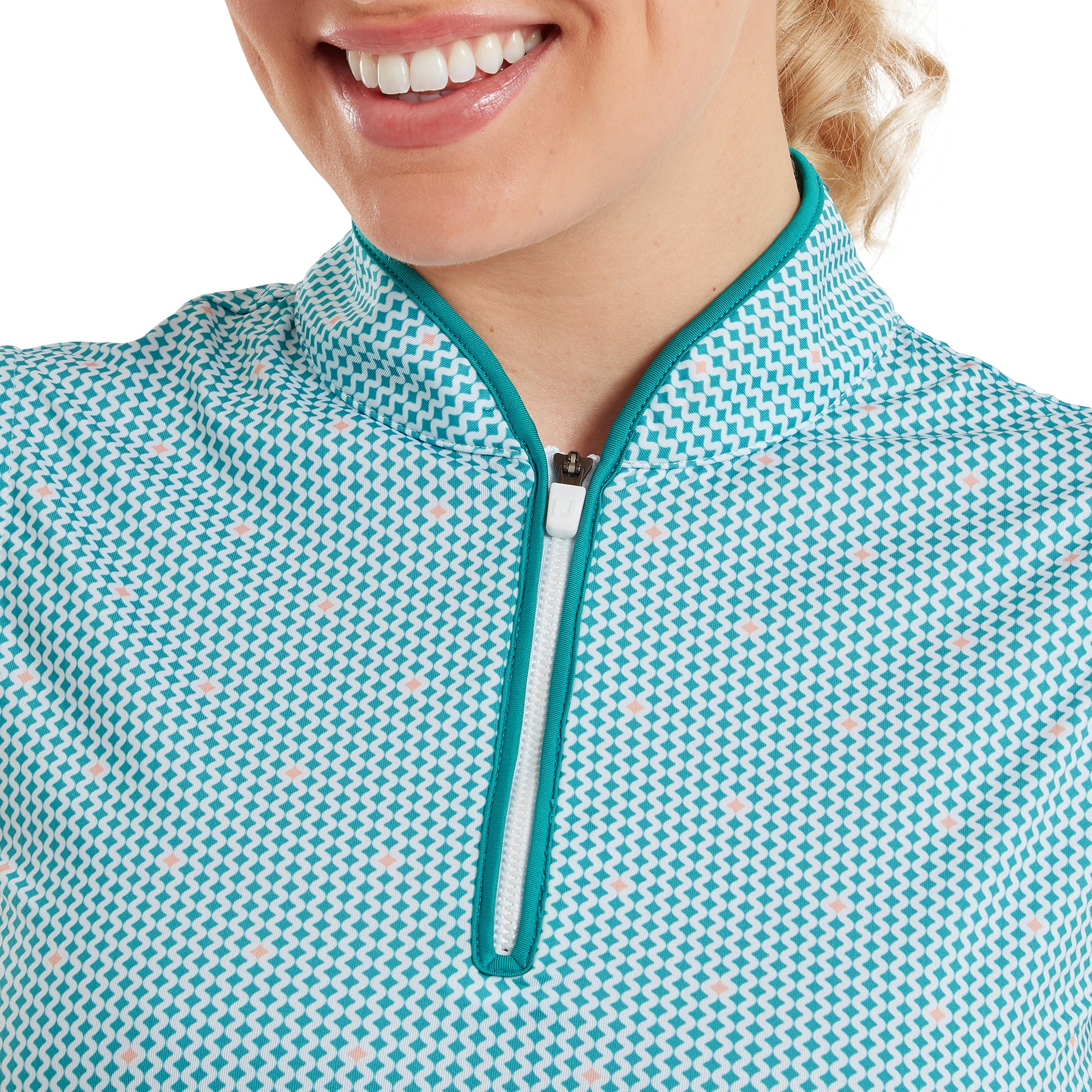 FootJoy Ladies Zip-Neck Sleeveless Polo with Eye Catching Print & Modern Details