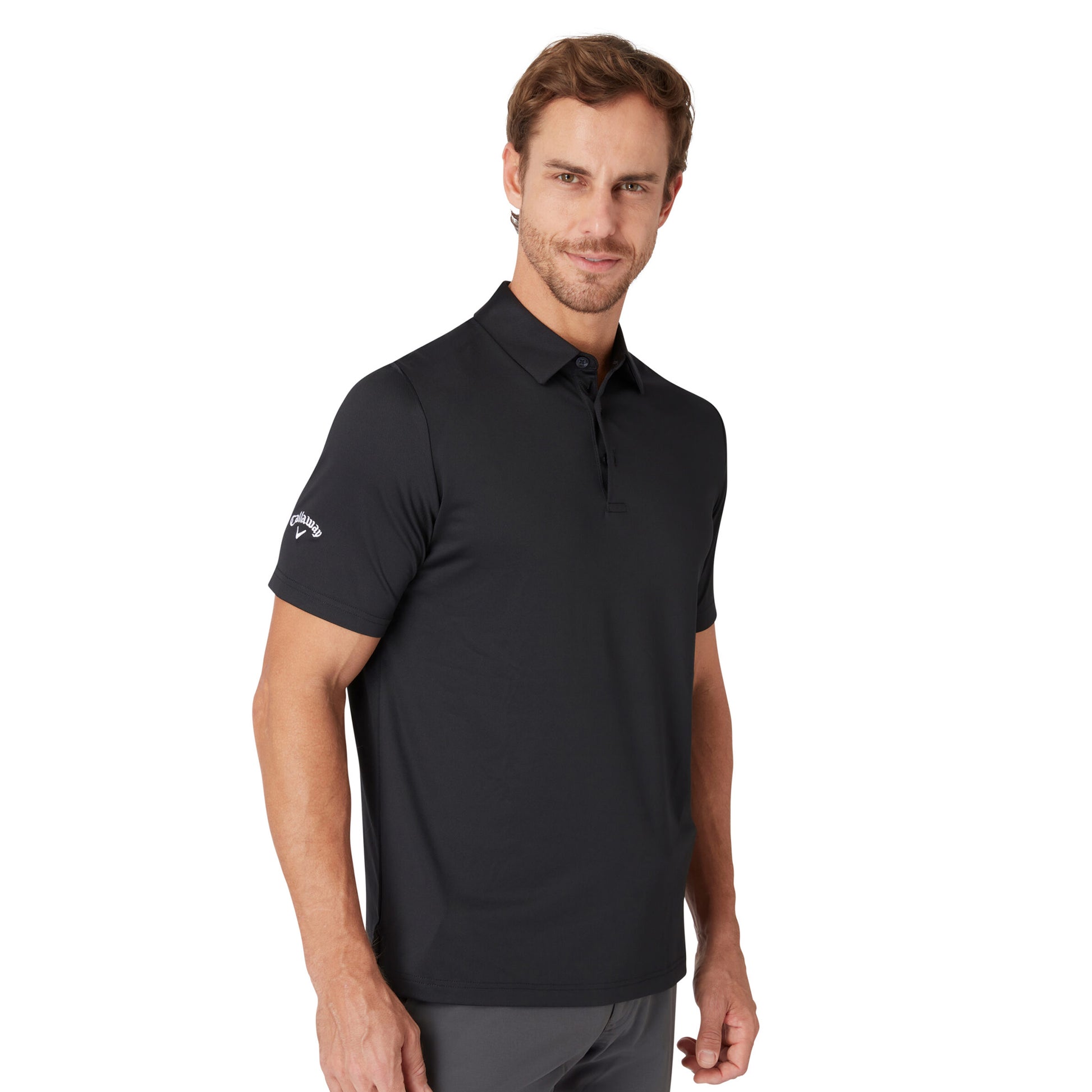 Callaway Mens Short Sleeve Solid Polo in Black