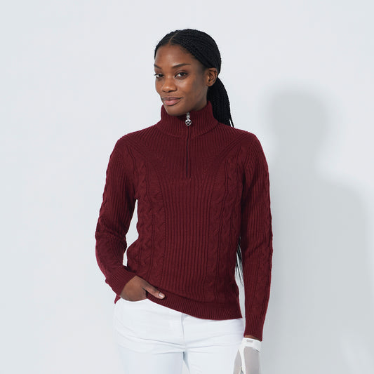 Daily Sports Ladies Half Zip Cable Knit Sweater 