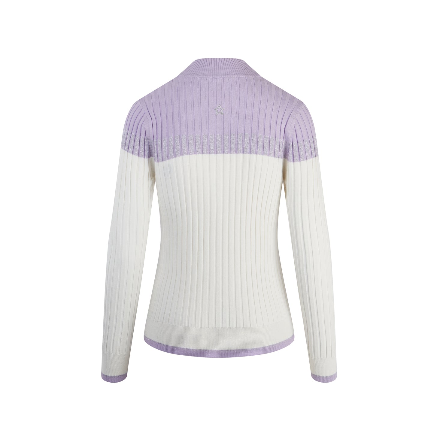 Swing Out Sister Ladies Colour Block Zip-Neck Sweater in Digital Lavender