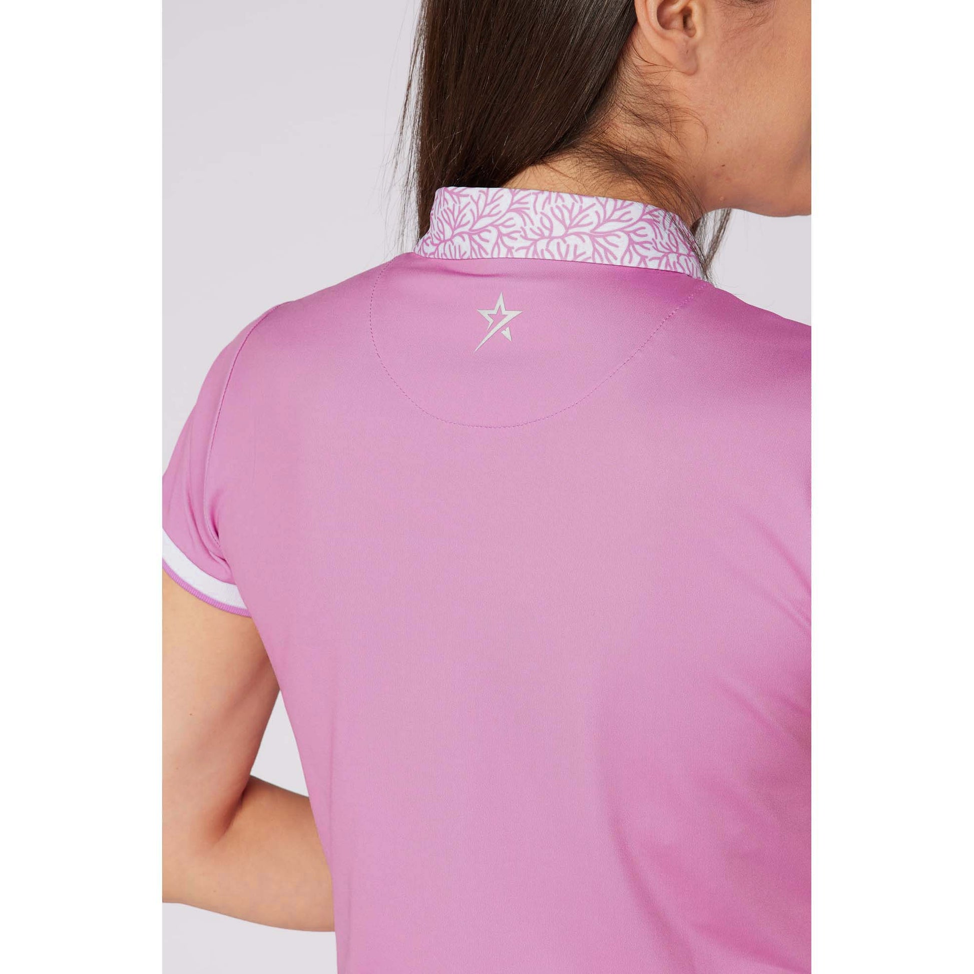 Swing Out Sister Ladies Cap Sleeve Polo with Seasonal Print Collar for A Subtle Pop of Style