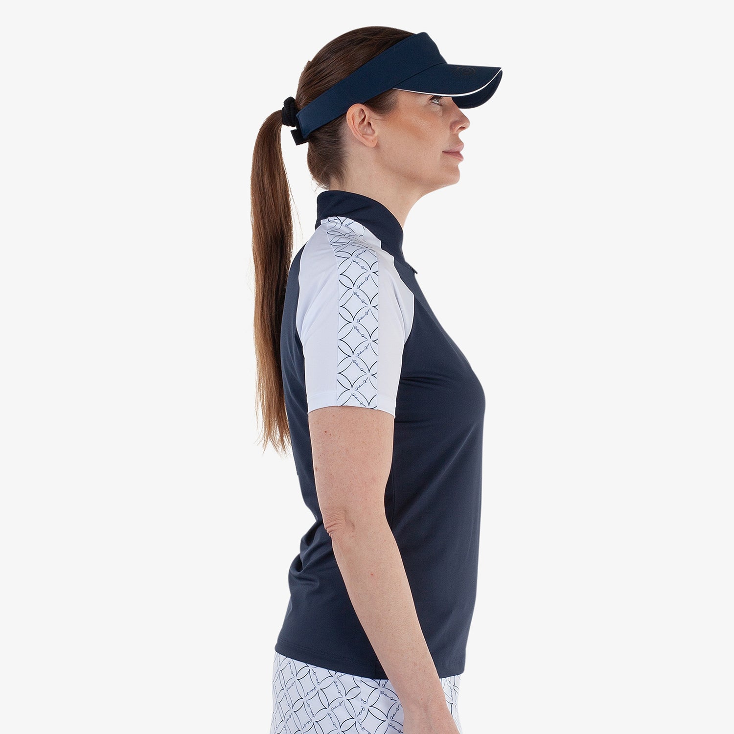 Galvin Green Women's Refined Zip-Neck Navy Polo with Contemporary Contrast Design