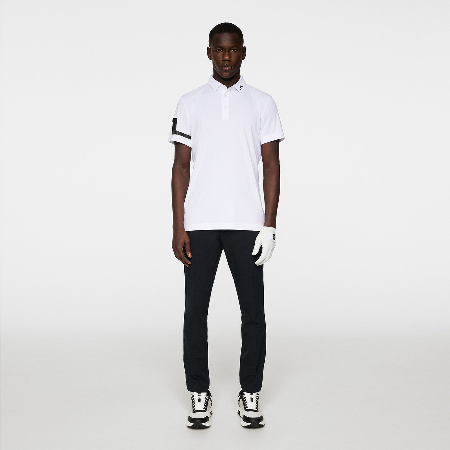 J.Lindeberg Mens Short Sleeve Polo with Bridge Print Sleeve