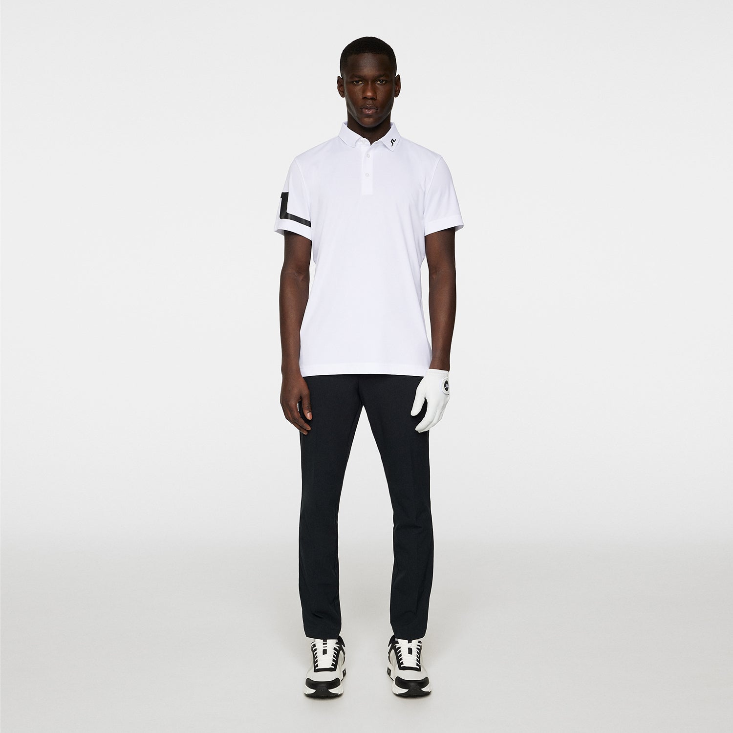 J.Lindeberg Mens Short Sleeve Polo with Bridge Print Sleeve