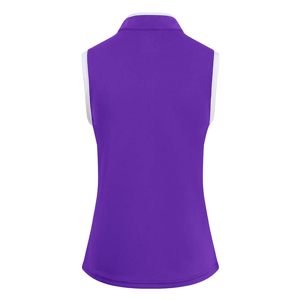 Pure Golf Ladies Sleeveless Mandarin Polo Shirt in Purple