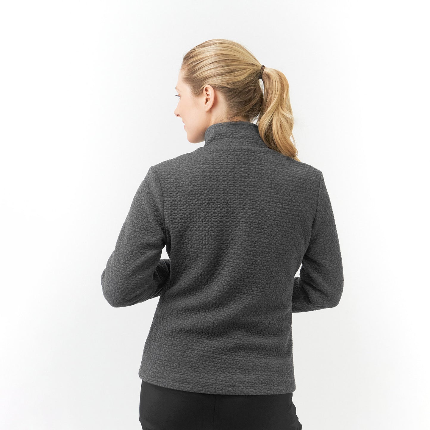 Pure Ladies Full Zip Textured Jacket in Charcoal Grey