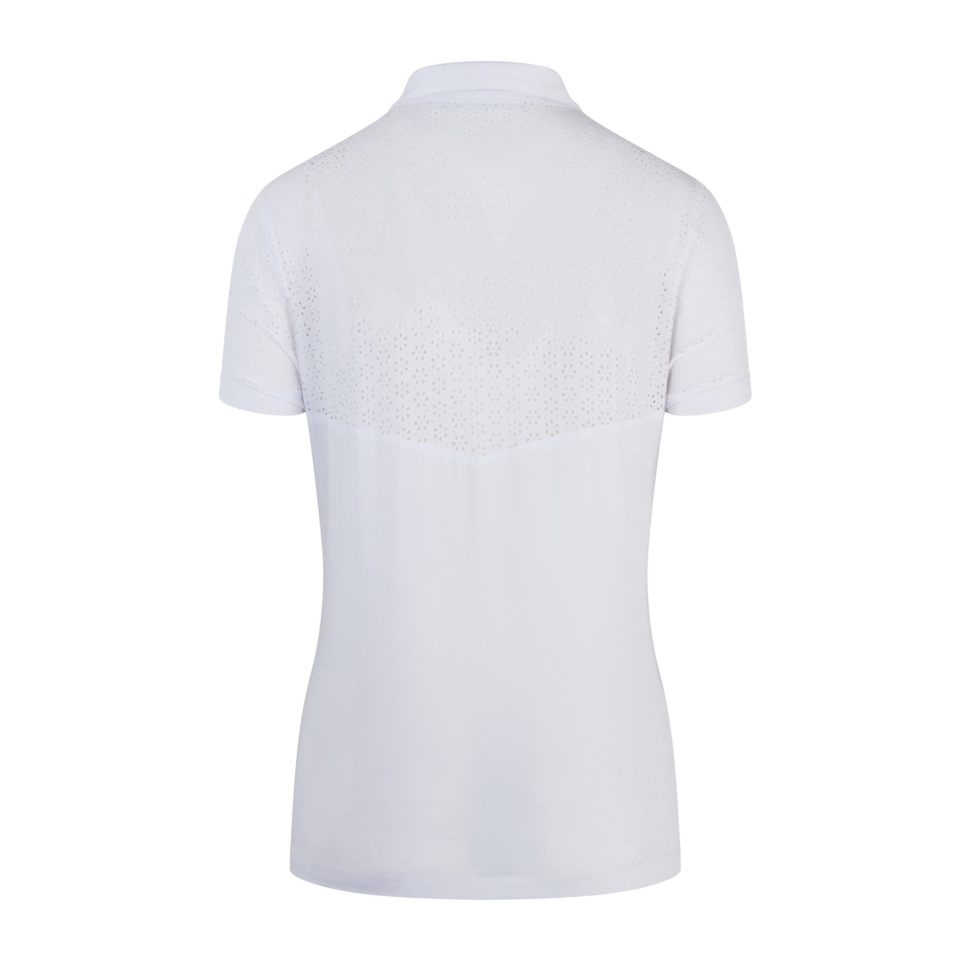 Swing Out Sister Ladies Laser Print Cap Sleeve Polo in Optic White