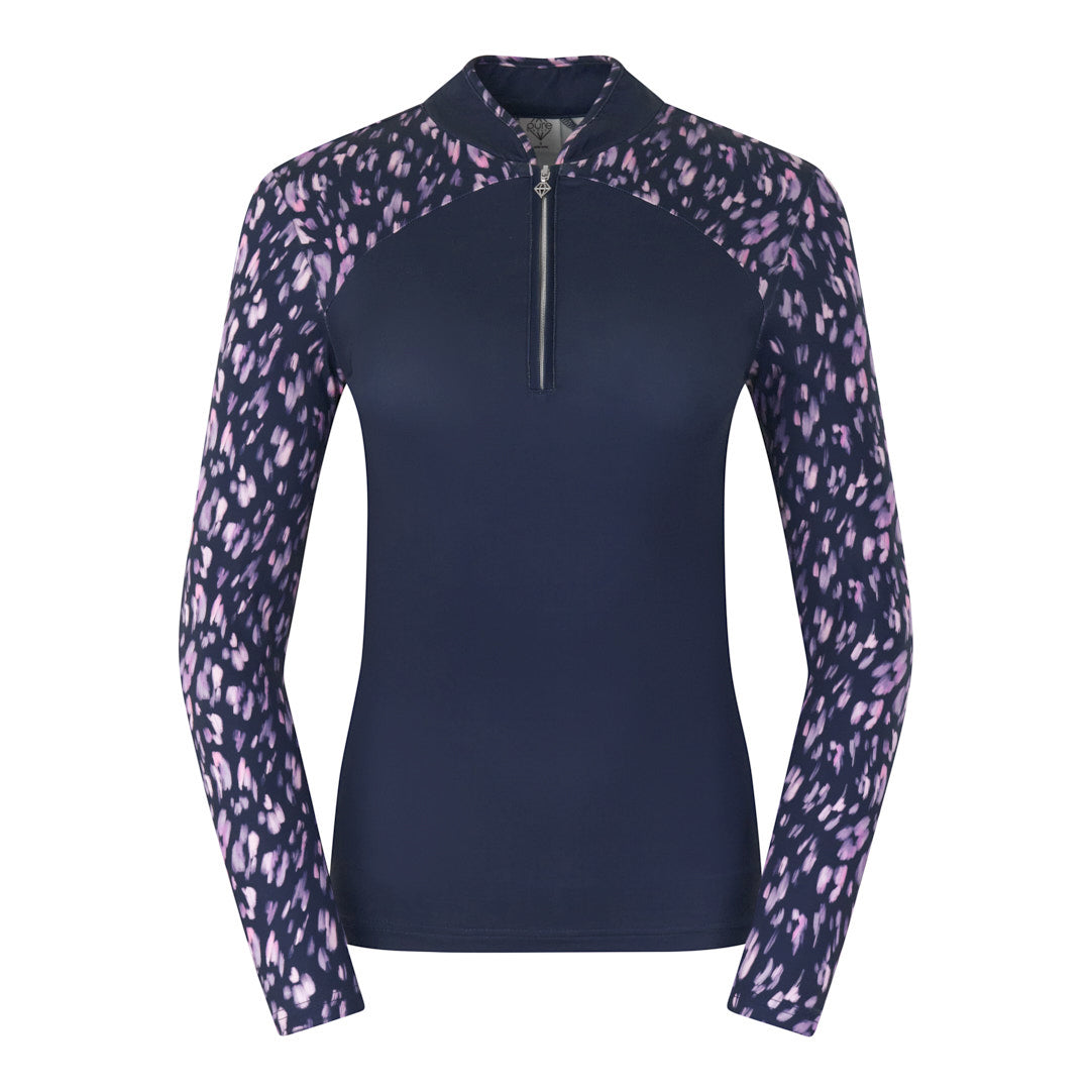 Pure Ladies Long Sleeve Polo in Lavender Flurry