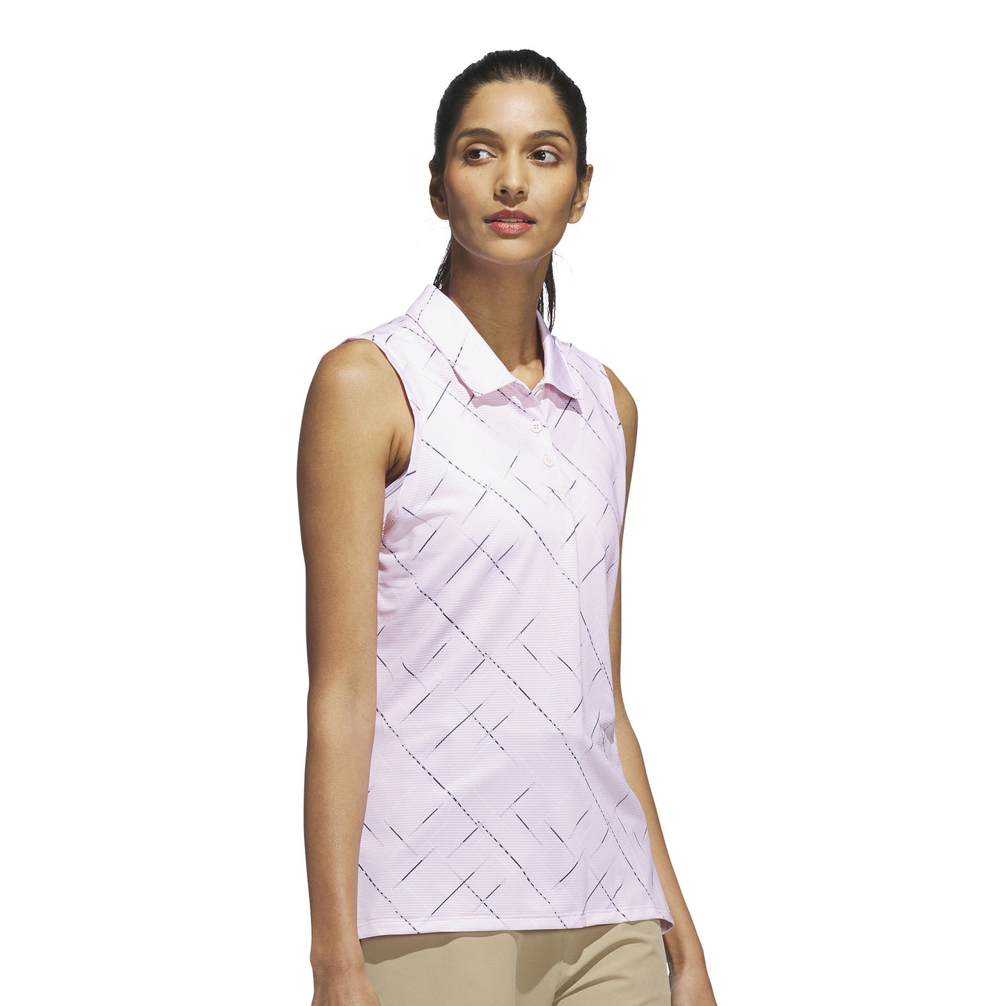 adidas Golf Ladies Linear Print Sleeveless Polo