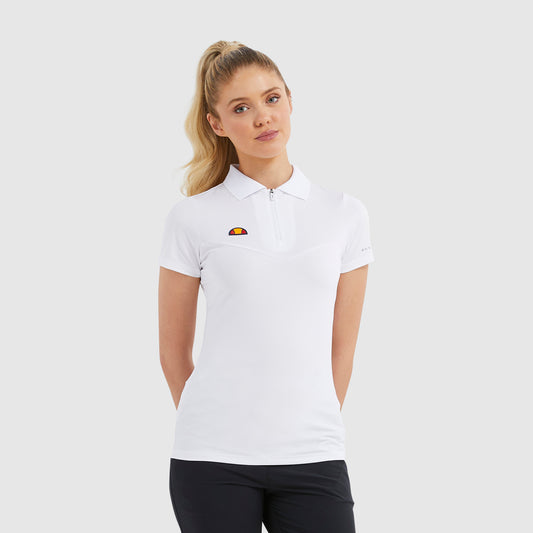 Ellesse Women's White Short Sleeve Polo with Zip-Neck