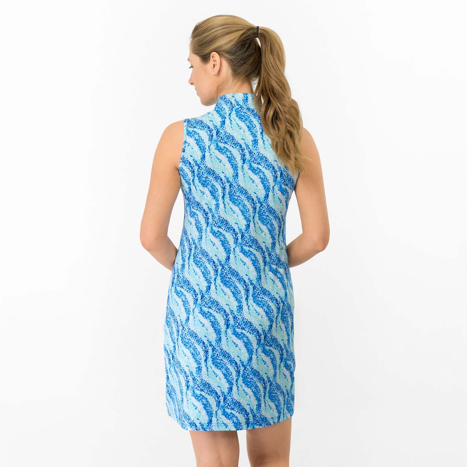 Pure Golf Ladies Golf Sleeveless Dress with Abstract Wave Design for Stylish Days on the Course
