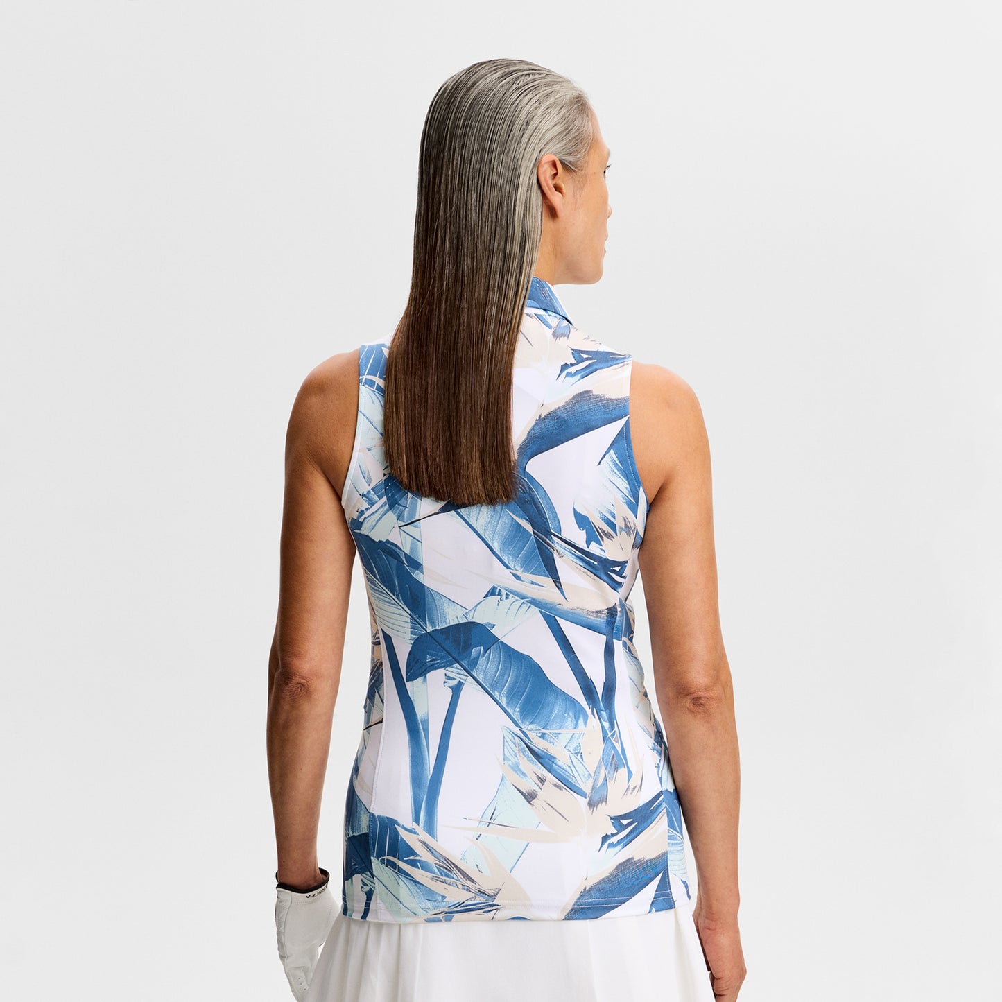 J.Lindeberg Ladies Printed Sleeveless Polo for Lightweight Performance with Standout Style