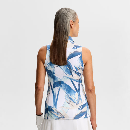 J.Lindeberg Ladies Printed Sleeveless Polo for Lightweight Performance with Standout Style
