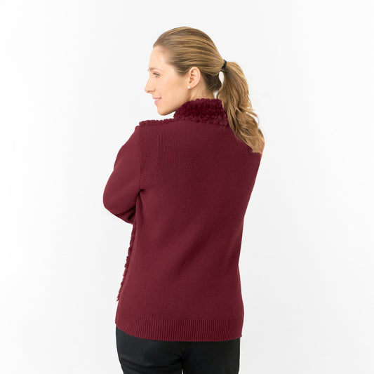 Pure Golf Ladies Faux Fur Full-Zip Cardigan with Stretch Sleeves